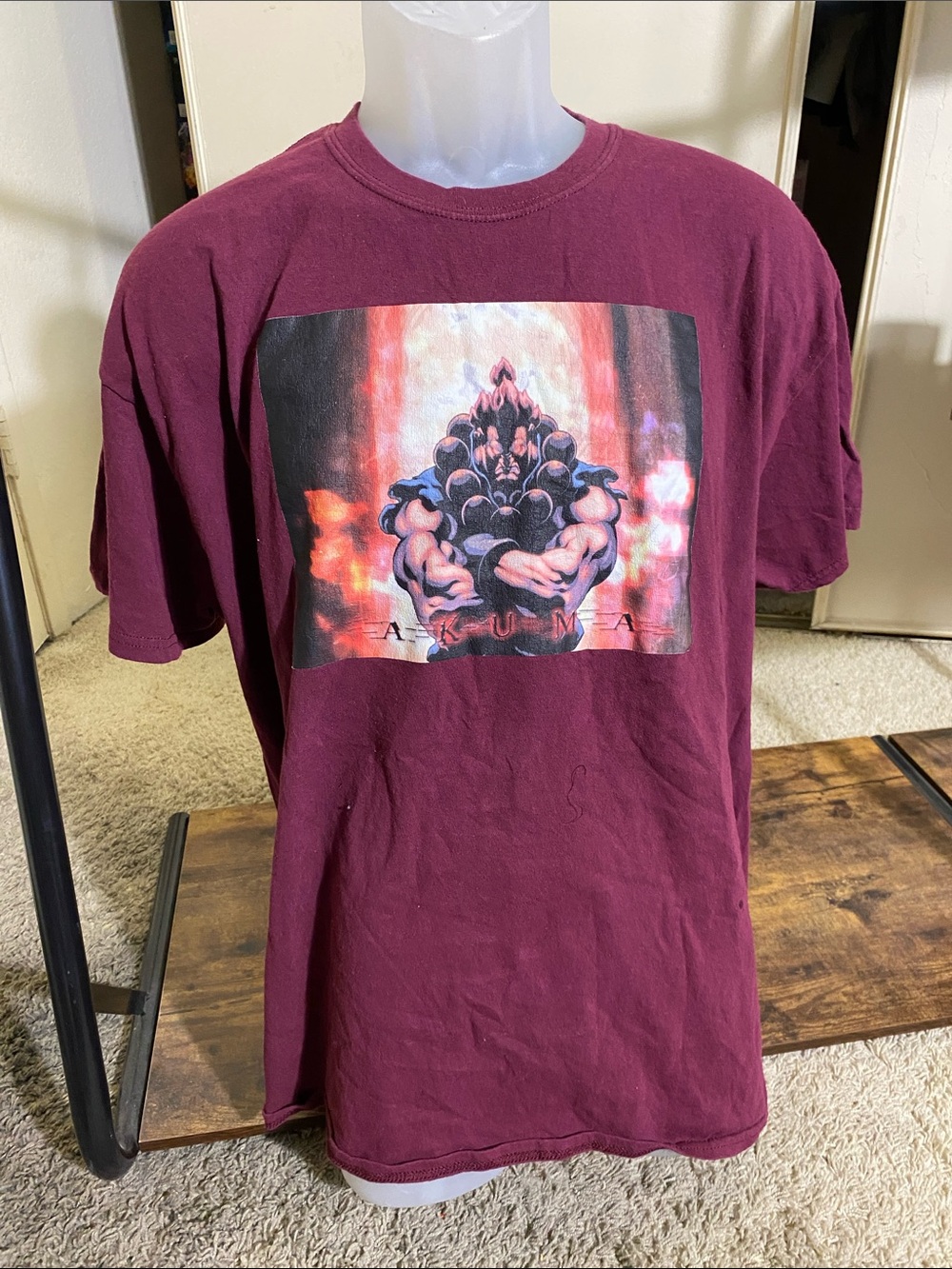Men's Short Sleeve Graphic Tee in Burgundy with Central Print